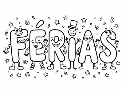 Desenho de Palavra FÉRIAS para Colorir para colorir
