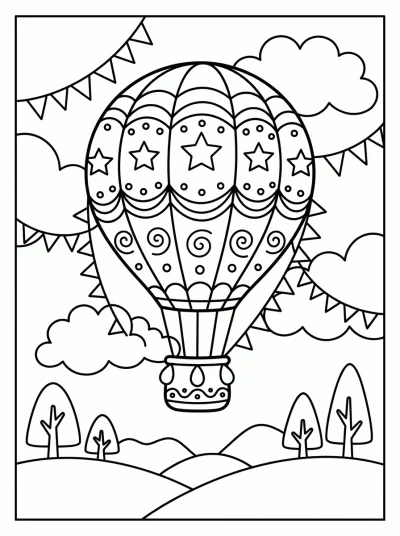 Desenho de Balão de Festa Junina para colorir
