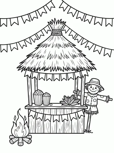 Desenho de Barraca de Festa Junina para colorir