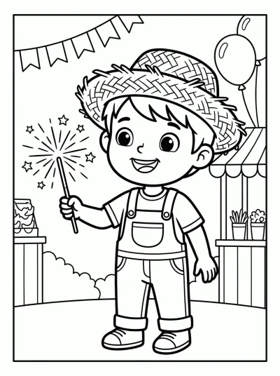 Desenho de Criança com Estrelinha para colorir