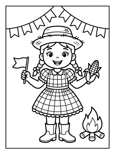Desenho de Menina Caipira para colorir