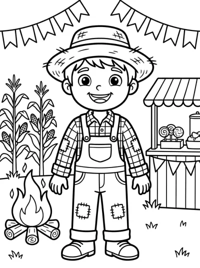 Desenho de Menino Caipira para colorir