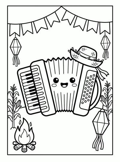 Desenho de Sanfona para colorir