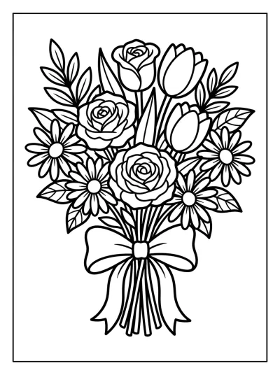 Desenho de Buquê de Flores para colorir