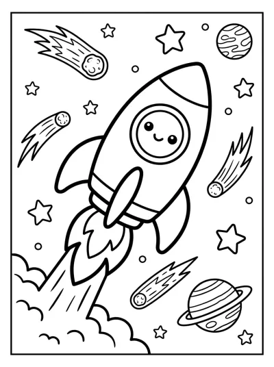 Desenho de Foguete Decolando para colorir