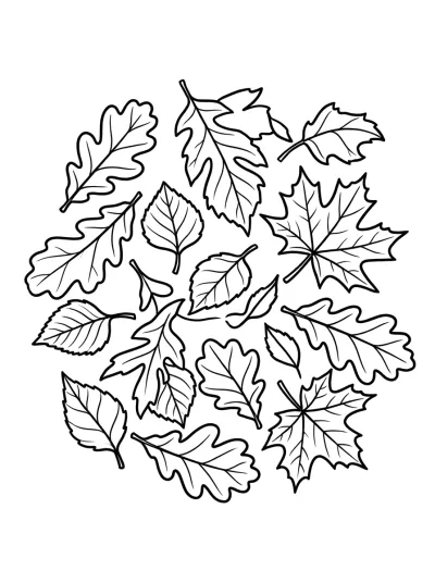 Desenho de Folhas de Outono para colorir