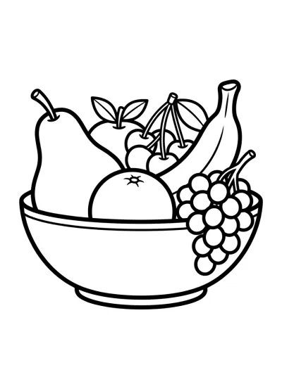 Desenho de Tigela de Frutas para colorir