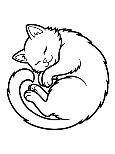 Desenho de Gato Dormindo para colorir
