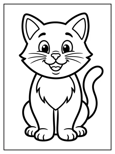 Desenho de Gato Fofo Sentado para colorir