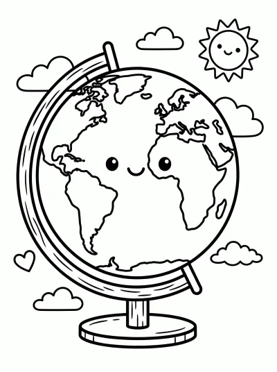 Desenho de Globo terrestre para colorir