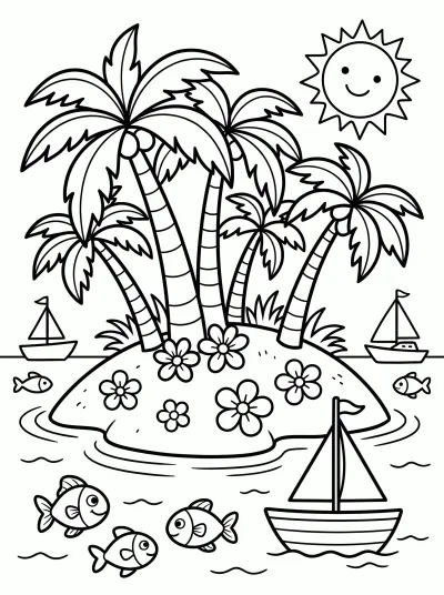 Desenho de Ilha para colorir