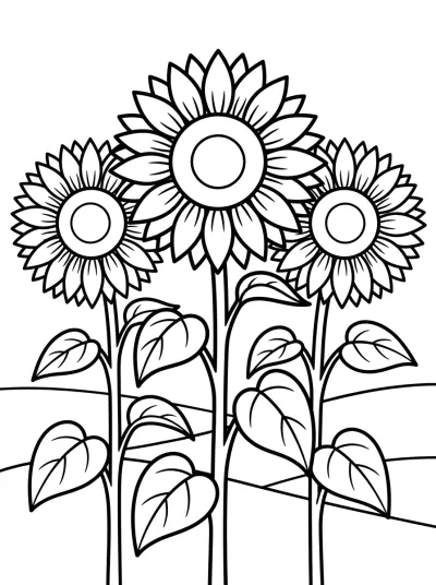 Desenho de Campo de Girassóis para colorir
