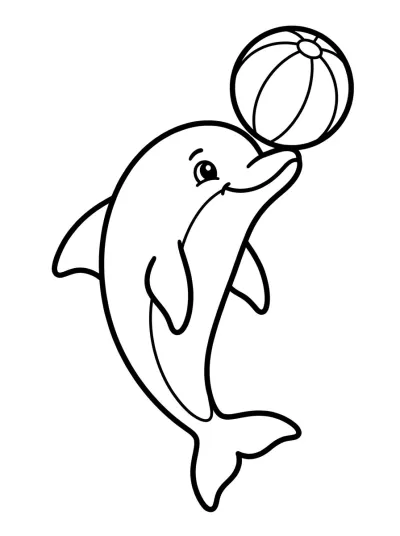 Desenho de Golfinho com Bola para colorir