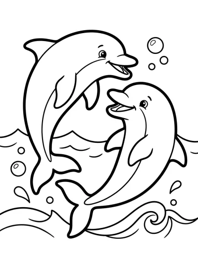 Desenho de Golfinhos Nadando para colorir