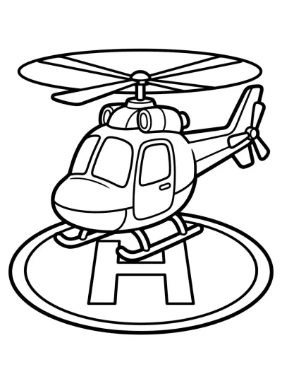 Desenho de Helicóptero na Base para colorir
