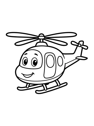 Desenho de Helicóptero Sorridente para colorir