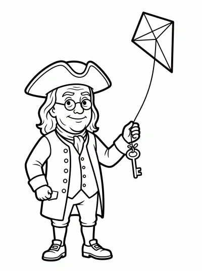 Desenho de Benjamin Franklin para colorir