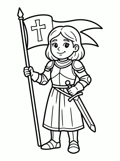 Desenho de Jeanne d’Arc para colorir