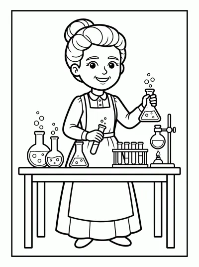 Desenho de Marie Curie para colorir
