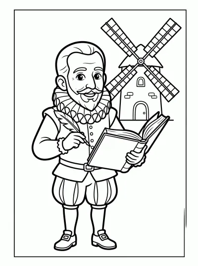 Desenho de Miguel de Cervantes para colorir
