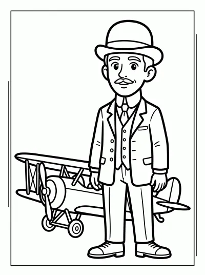 Desenho de Santos Dumont para colorir