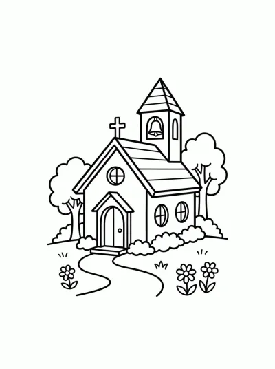 Desenho de Capela Pequena para colorir