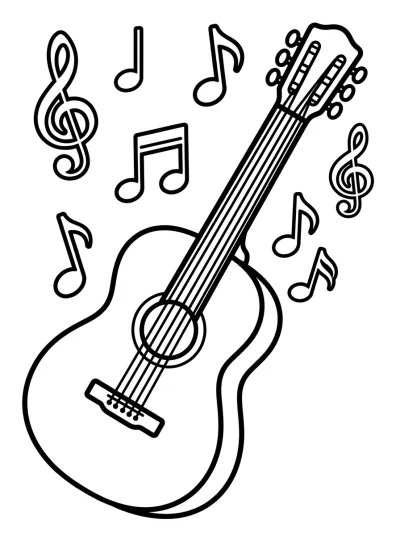 Desenho de Violão para colorir