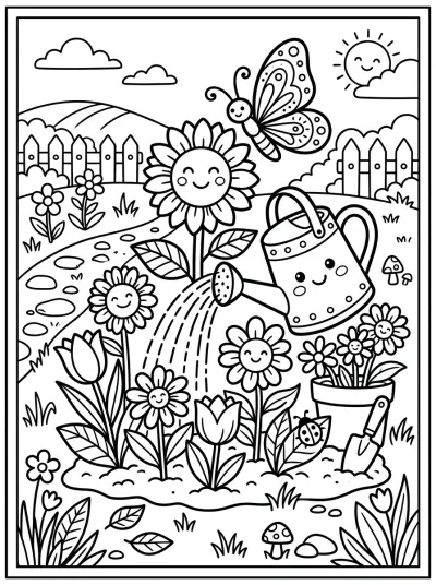 Desenho de Jardim Florido para colorir