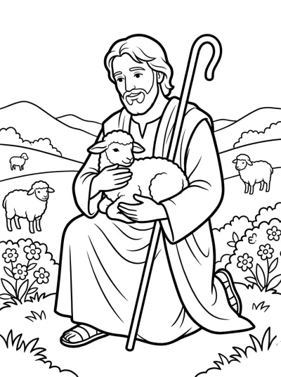 Desenho de O Bom Pastor para colorir