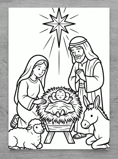Desenho de Jesus no Presépio para colorir