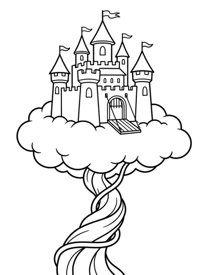Desenho de Castelo nas Nuvens para colorir