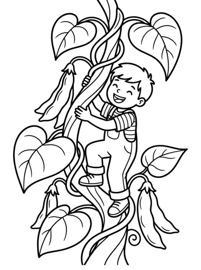 Desenho de João e o Pé de Feijão para colorir