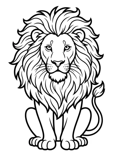 Desenho de Leão com Juba para colorir
