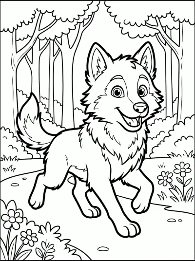 Desenho de Lobo Correndo para colorir