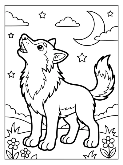 Desenho de Lobo Uivando para colorir