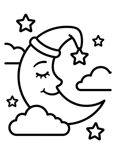 Desenho de Lua Crescente para colorir