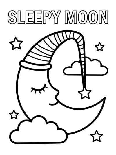 Desenho de Lua Dorminhoca para colorir