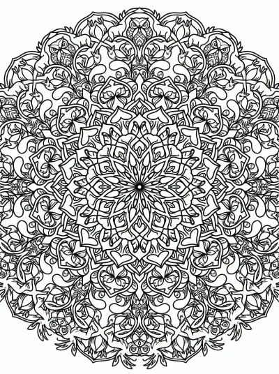 Desenho de Mandala de Animais Entrelaçados para colorir