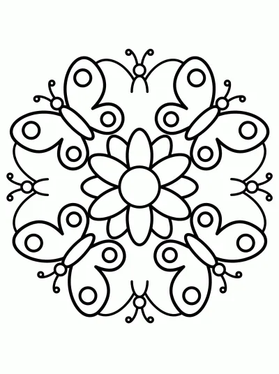 Desenho de Mandala de Borboletas para colorir