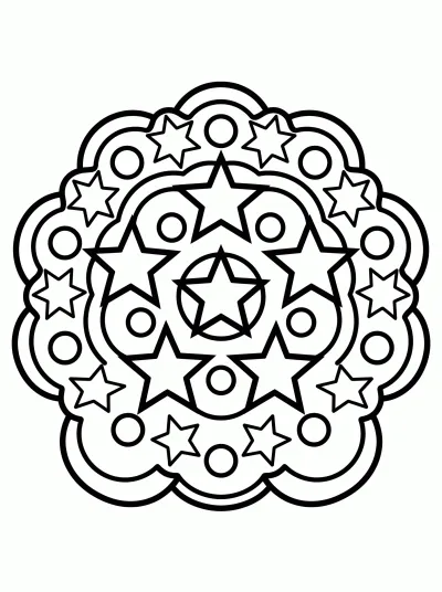 Desenho de Mandala de Estrelas para colorir
