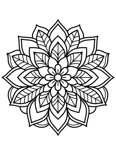 Desenho de Mandala de Flores para colorir