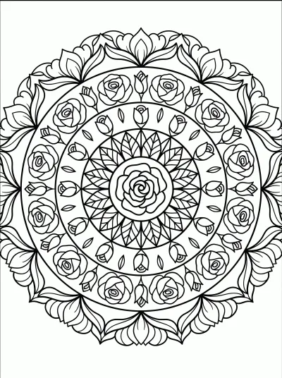 Desenho de Mandala Floral Clássica para colorir