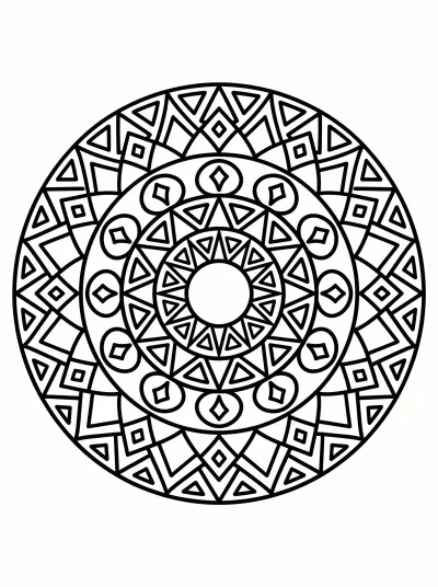 Desenho de Mandala Geométrica para colorir