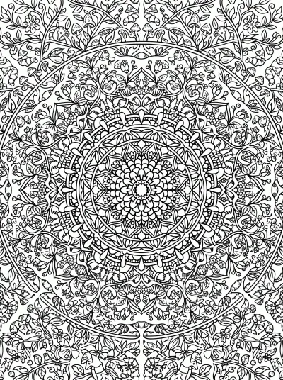 Desenho de Mandala Jardim Secreto para colorir