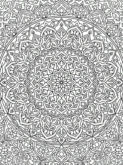 Desenho de Mandala Oriental para colorir