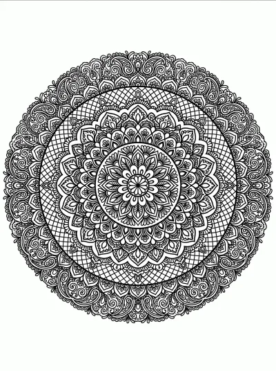 Desenho de Mandala Paisley Indiana para colorir