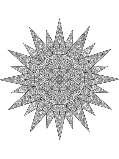 Desenho de Mandala do Sol para colorir