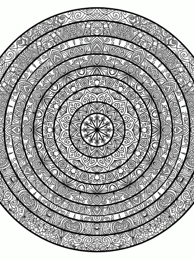 Desenho de Mandala Zentangle para colorir