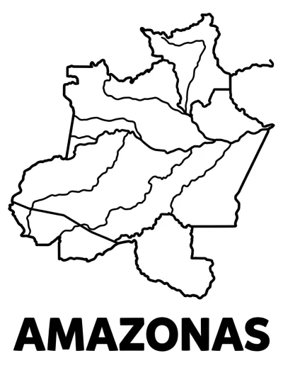 Desenho de Mapa do Amazonas para colorir