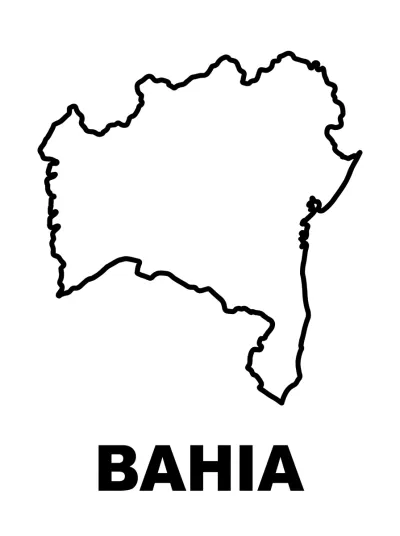 Desenho de Mapa da Bahia para colorir